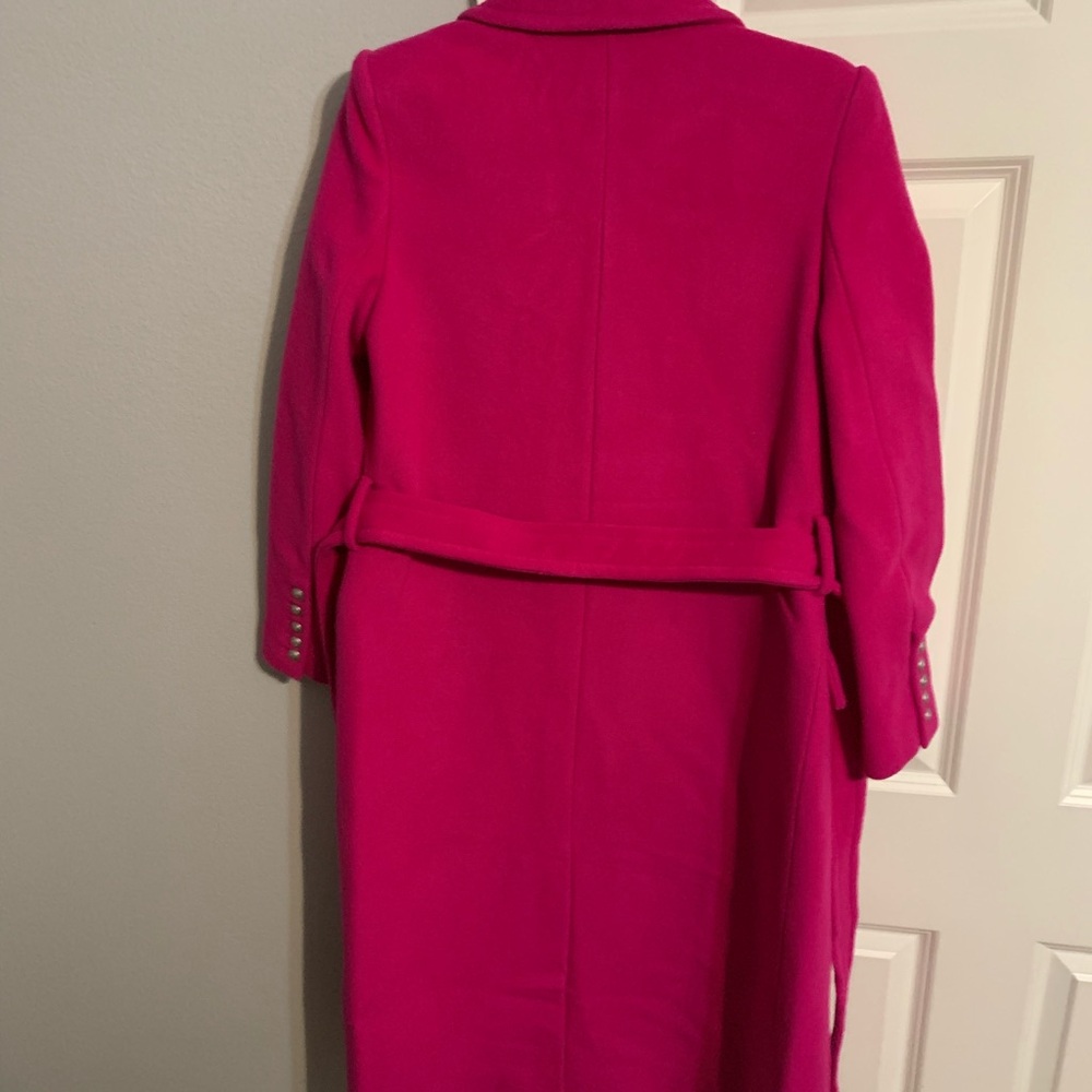 L'AGENCE Fuchsia Double-Breasted Trench Coat - Picture 4 of 6